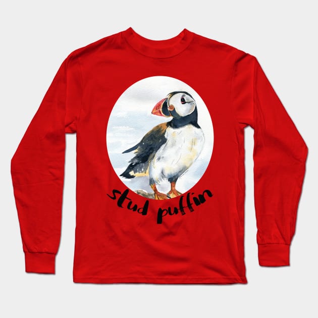 stud puffin Long Sleeve T-Shirt by The Art Aroma